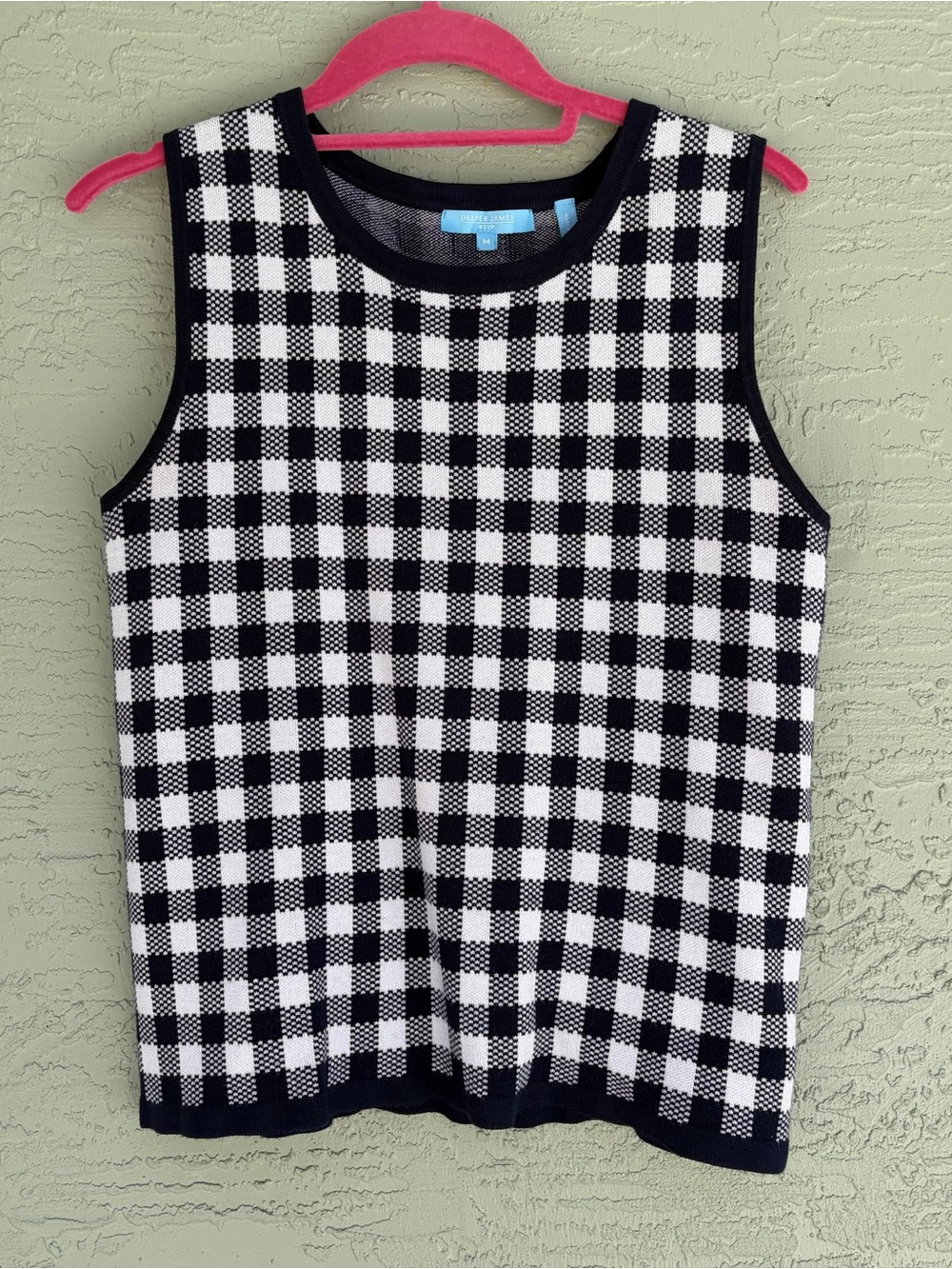 Draper James RSVP Blue Gingham Sweater Tank Sz M